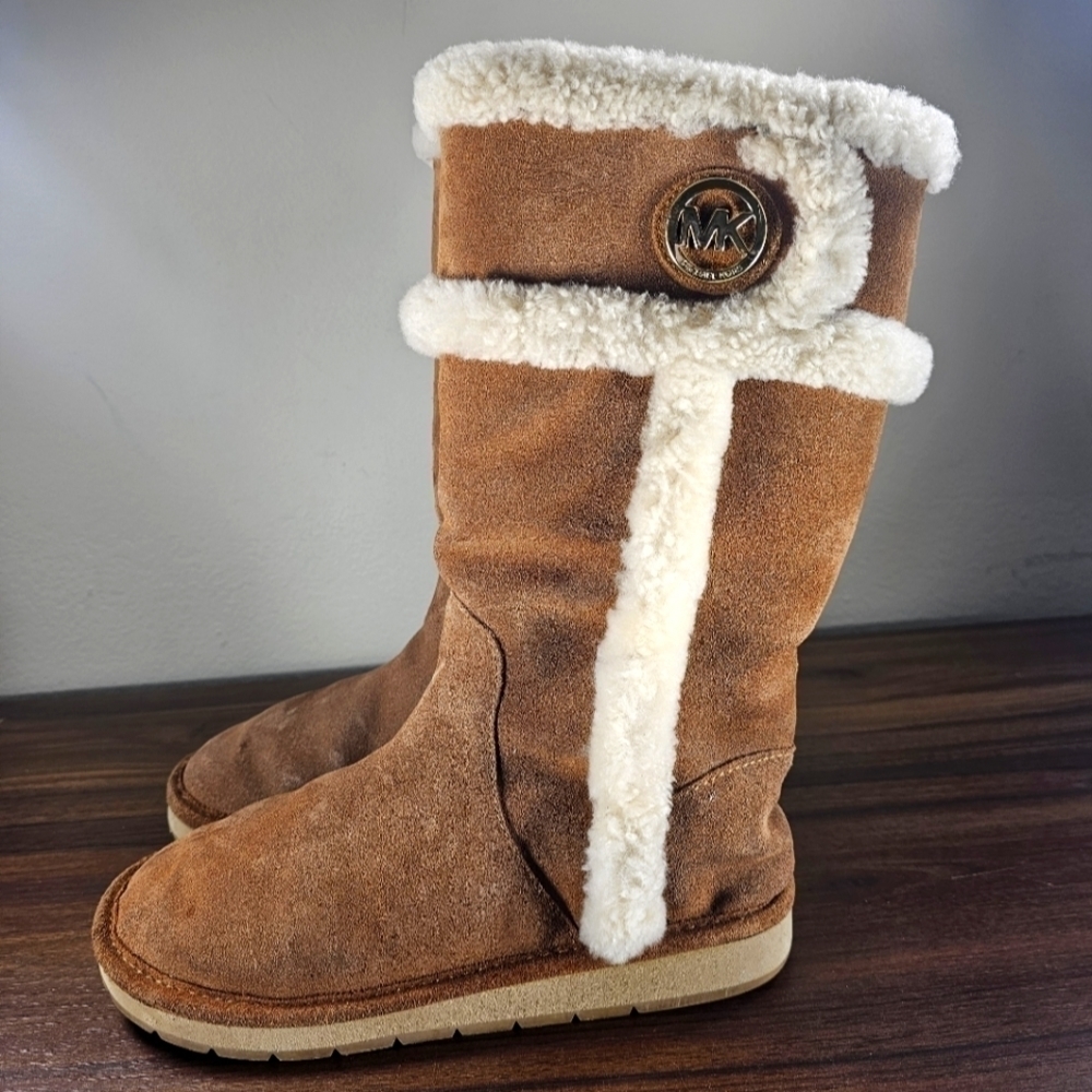 Michael Kors Winter Tall Suede Boots Walnut Size 8